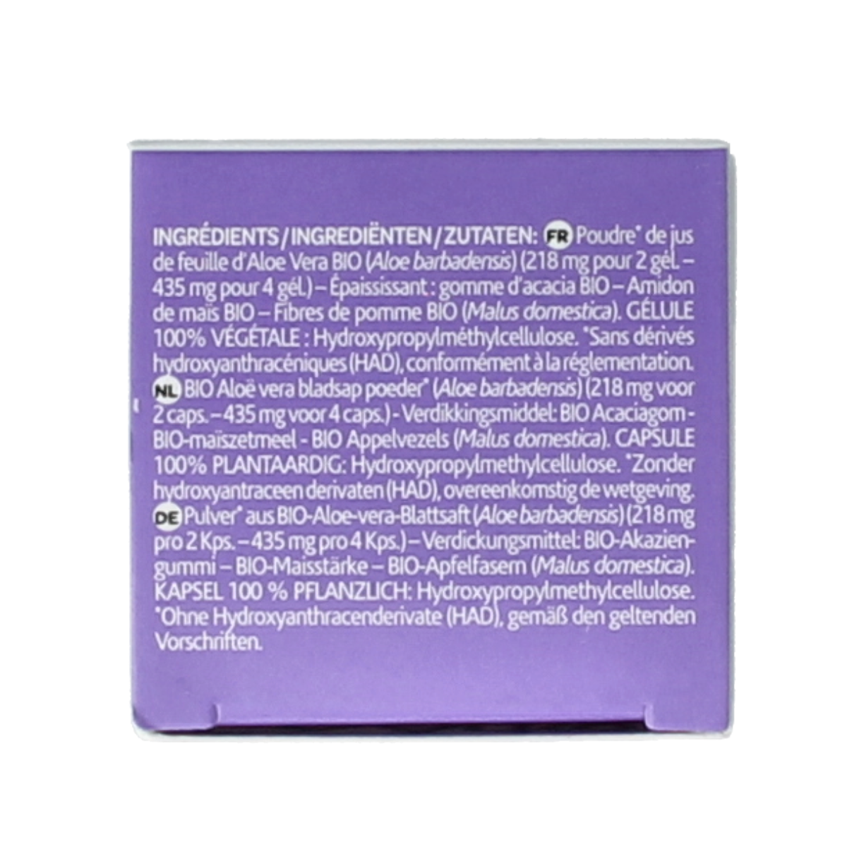 Arkocaps Aloe Vera bio capsules, herbal supplement in a white bottle with green label and 30 capsules.