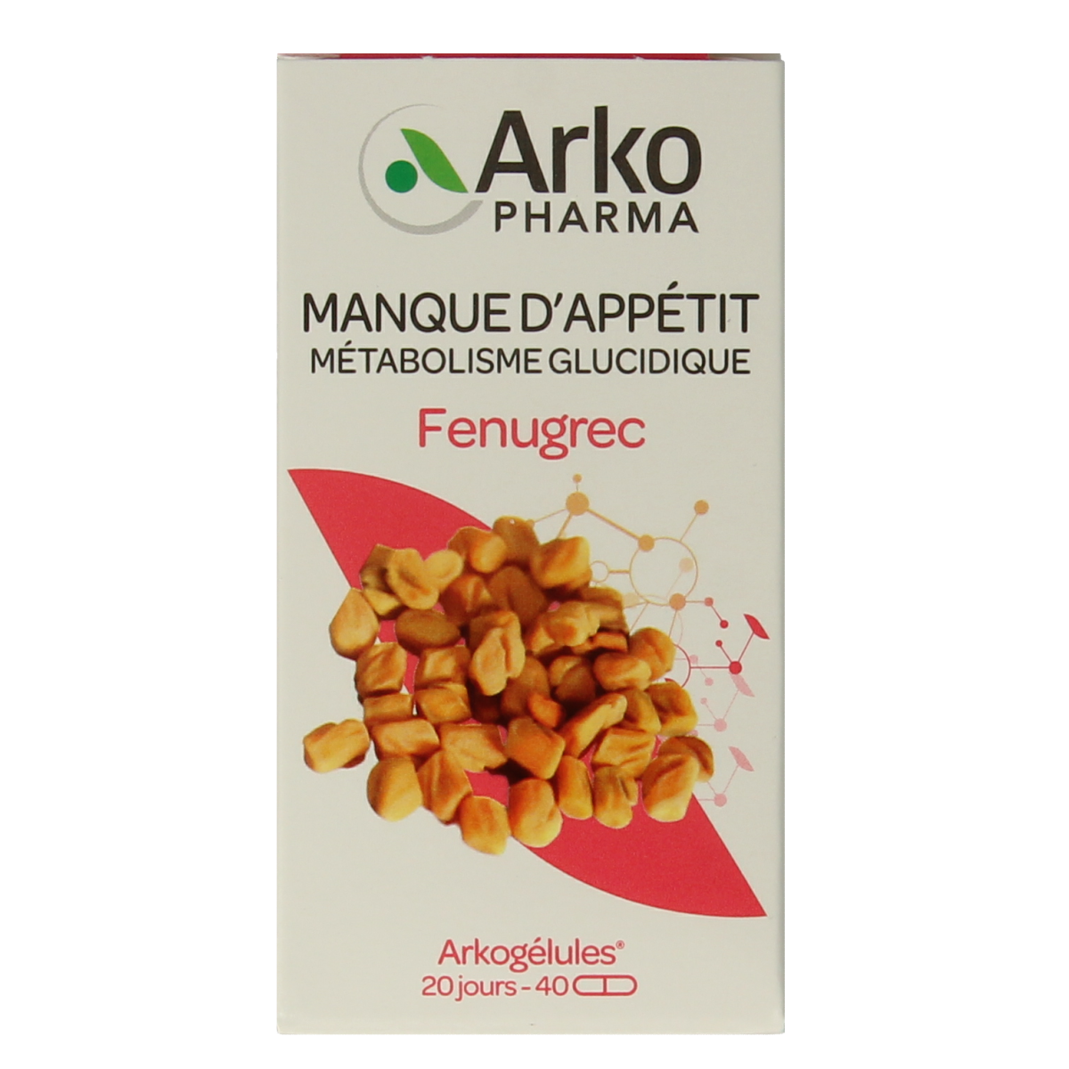 Arkocaps Fenegriek capsules in a blister pack, herbal supplement by Arkocaps for digestive health and wellness.