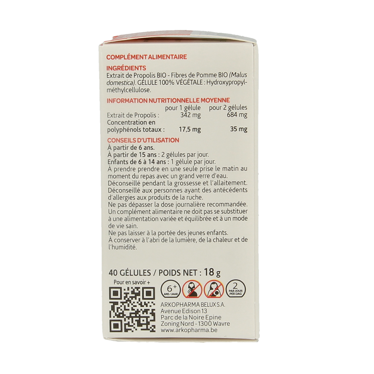 Arkocaps Propolis bio capsules in a bottle, natural supplement by Arkocaps, showing the product label and capsules inside.