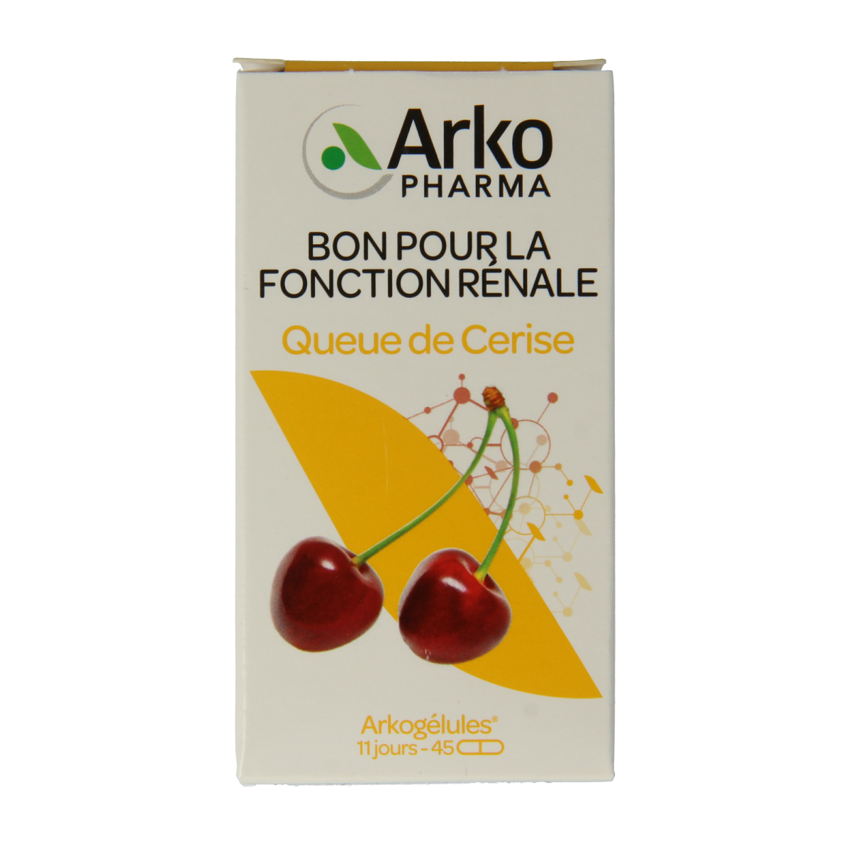 Arkocaps Kersensteel herbal supplement capsules, featuring a bottle of 45 capsules from Arkocaps, for natural health support.