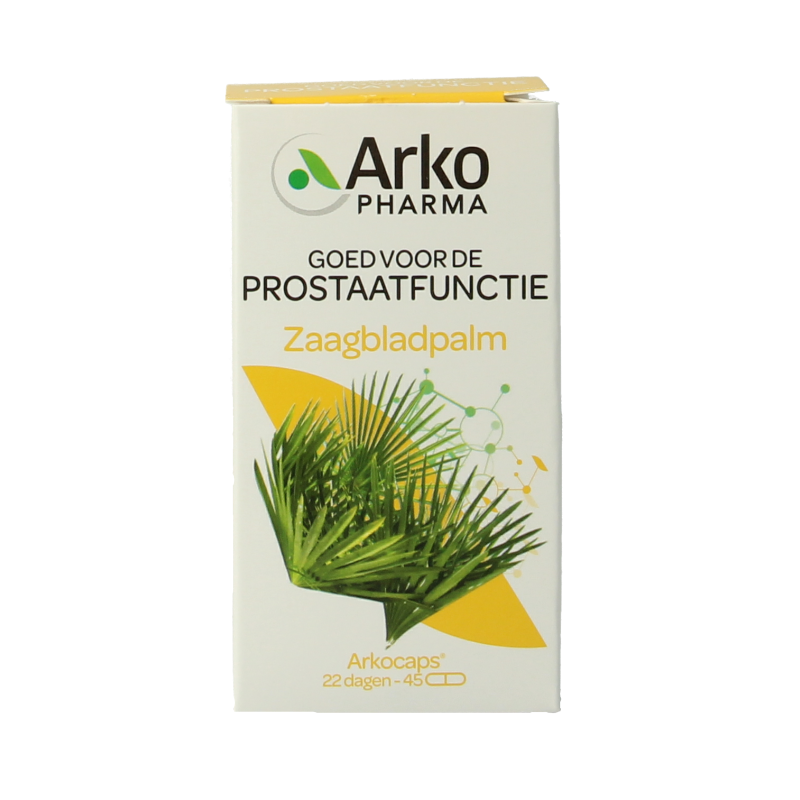 Arkocaps Zaagbladpalm 45 capsules in a white bottle with label, herbal supplement for natural health support.
