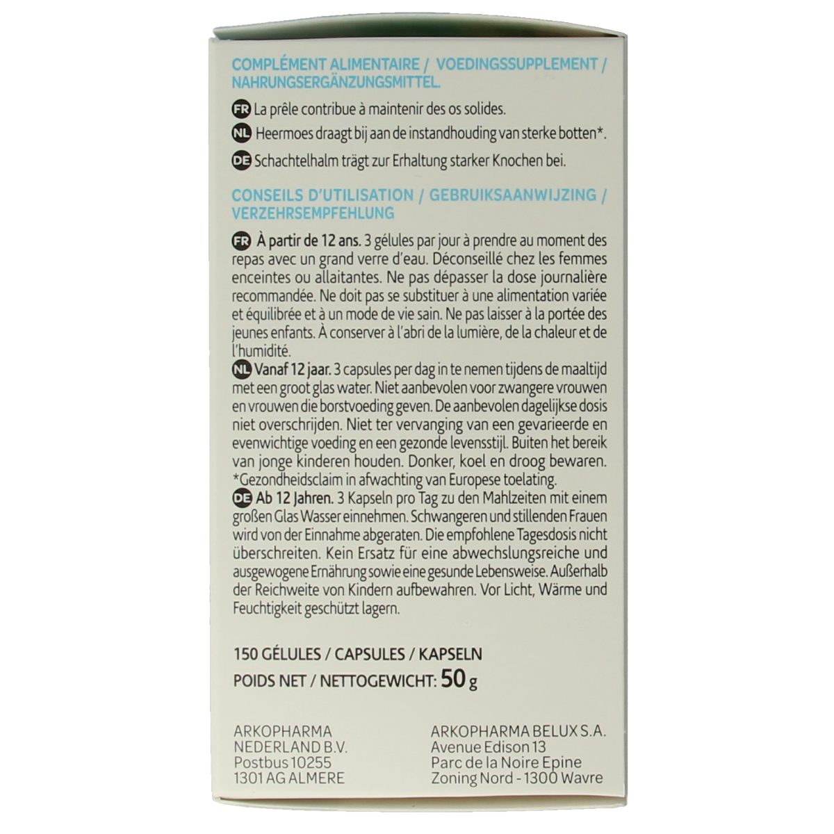 Arkocaps Heermoes herbal capsules in a bottle, dietary supplement by Arkocaps for herbal health support.