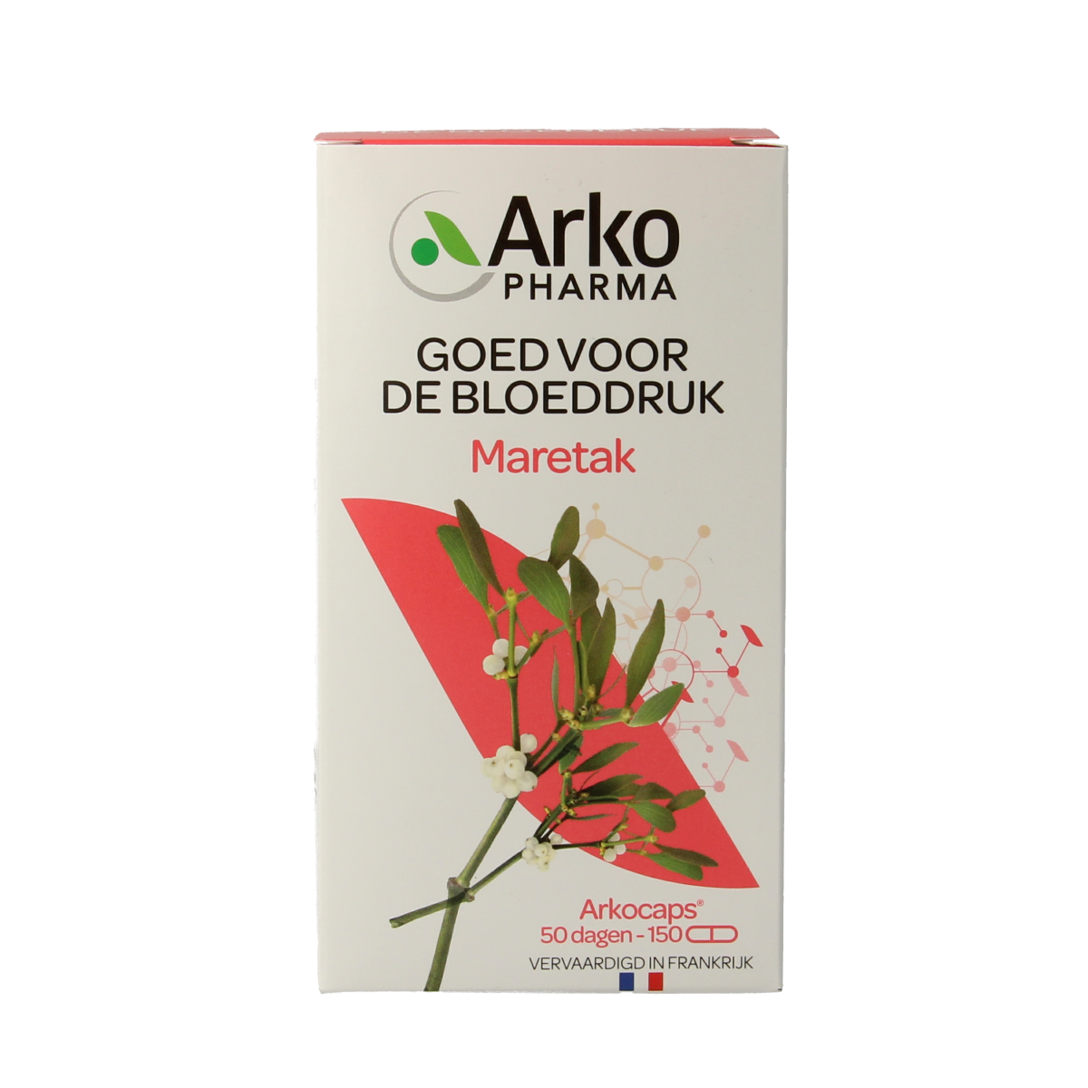 Arkocaps Maretak herbal capsules by Arkocaps, showing a bottle of 150 capsules for herbal supplement use.