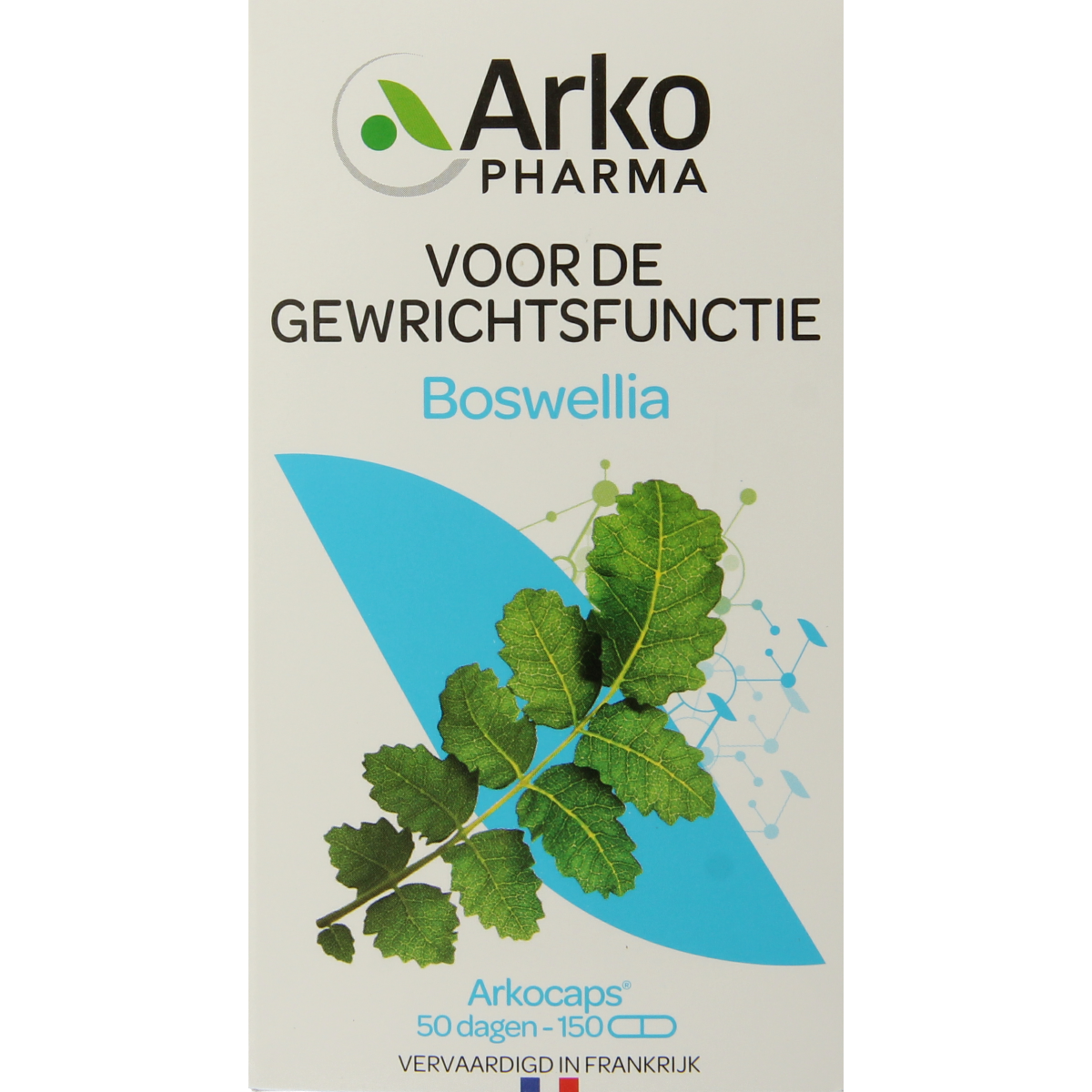Arkocaps Boswellia herbal capsules in a bottle, vegetarian supplement for joint health by Arkocaps.