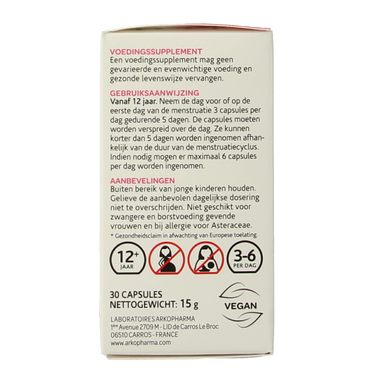 Arkocaps Duizendblad herbal capsules in a bottle, part of Arkocaps kruidenpreparaten line, showing the capsule packaging.