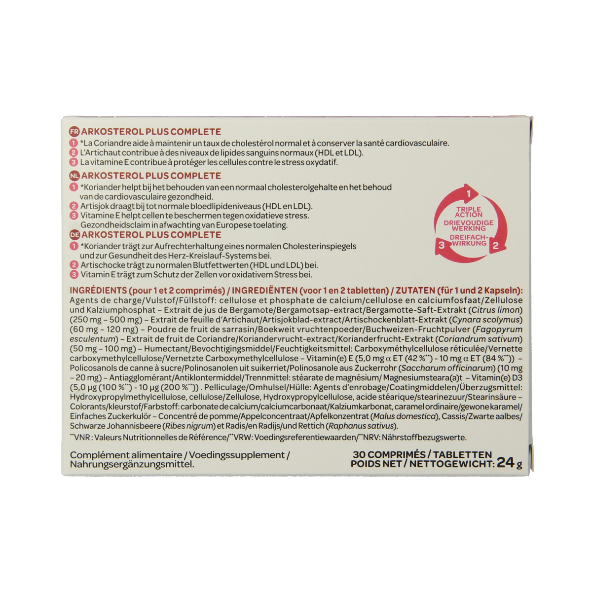Arkosterol plus herbal supplement in a blister pack of 30 tablets, natural herbal preparation by Arkosterol.