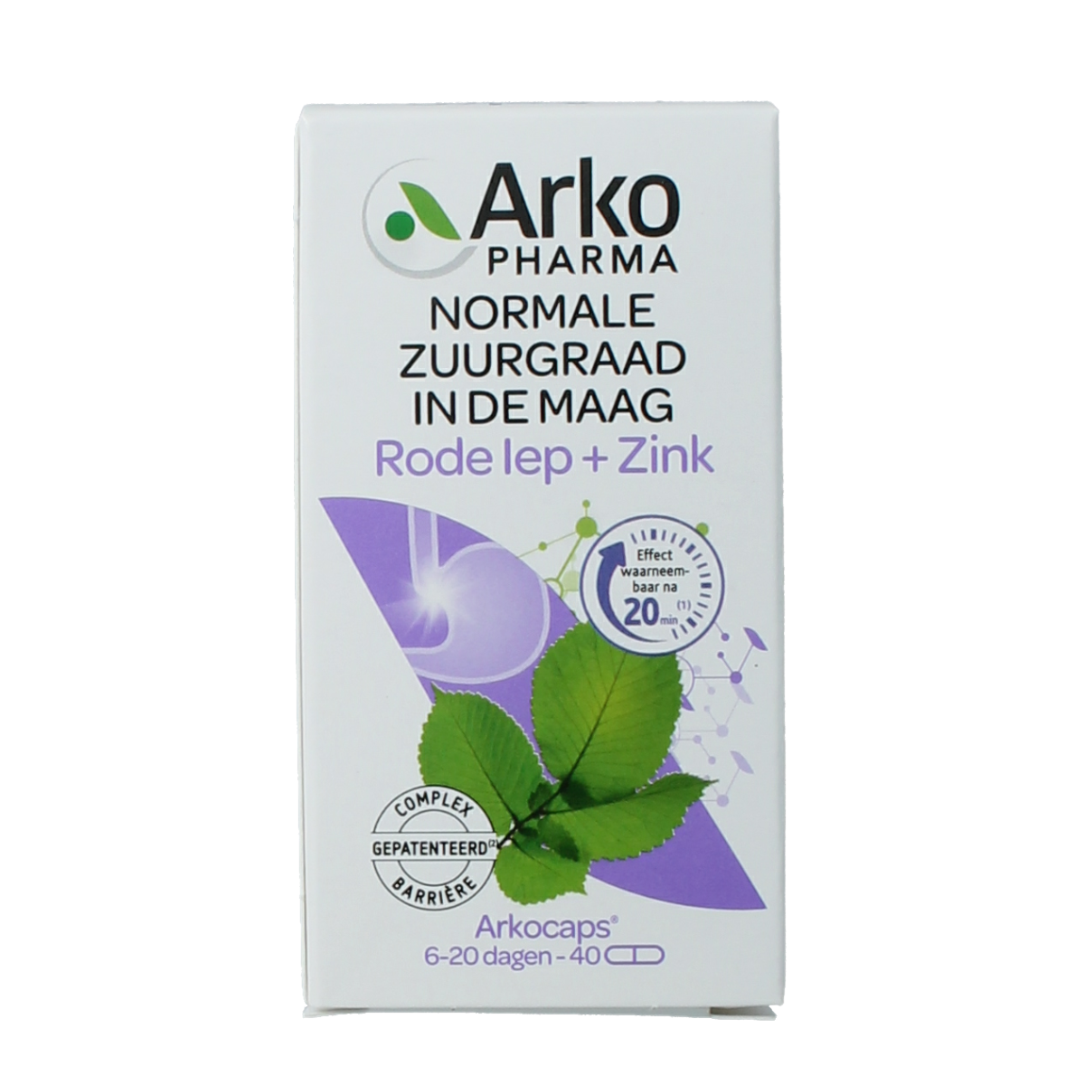 Arkocaps Rode iep herbal supplement capsules in a blister pack, part of Arkocaps kruidenpreparaten product line.