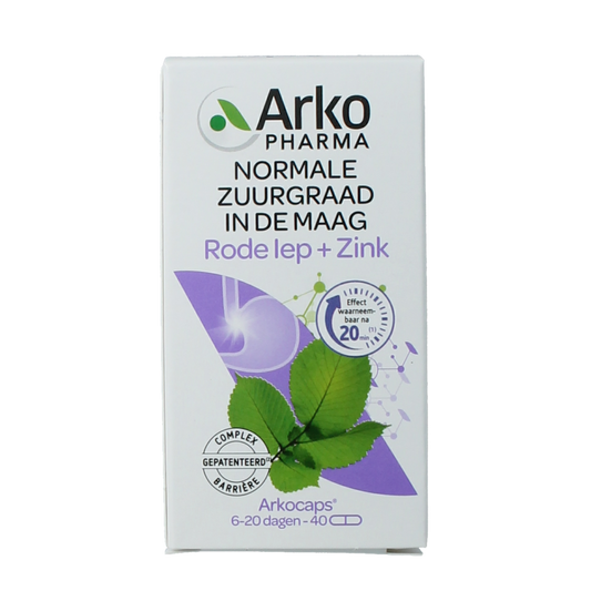 Arkocaps Rode iep herbal supplement capsules in a blister pack, part of Arkocaps kruidenpreparaten product line.