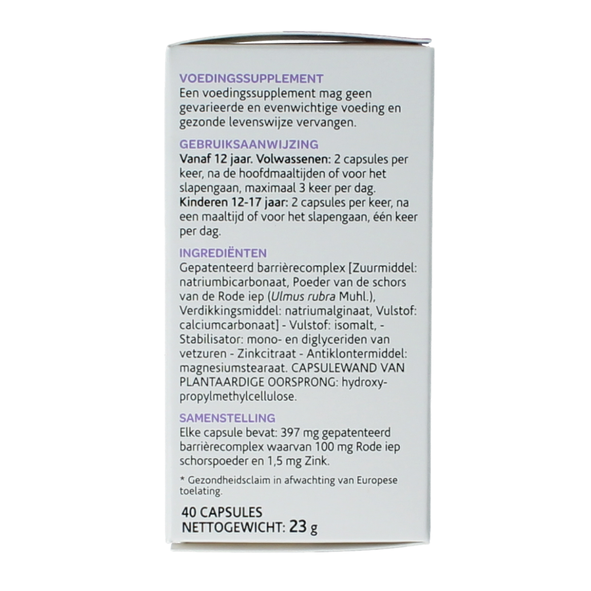 Arkocaps Rode iep herbal supplement capsules in a clear container, showcasing the 40 capsules of Arkocaps Kruidenpreparaten.