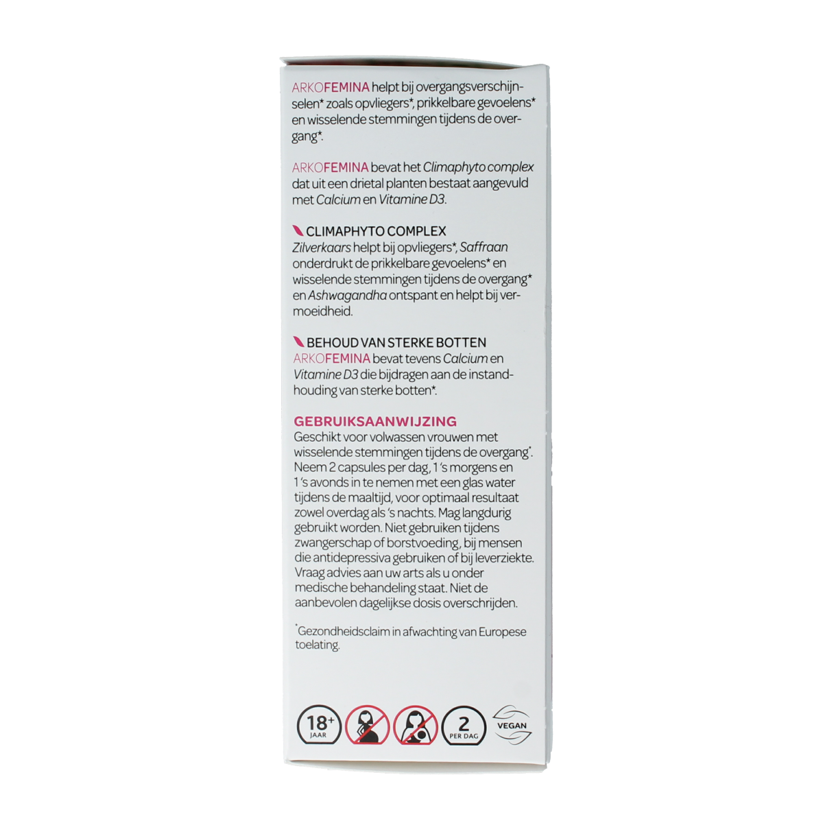 Arkopharma Arkofemina herbal capsules in a clear bottle, showing 60 capsules for natural female health support.