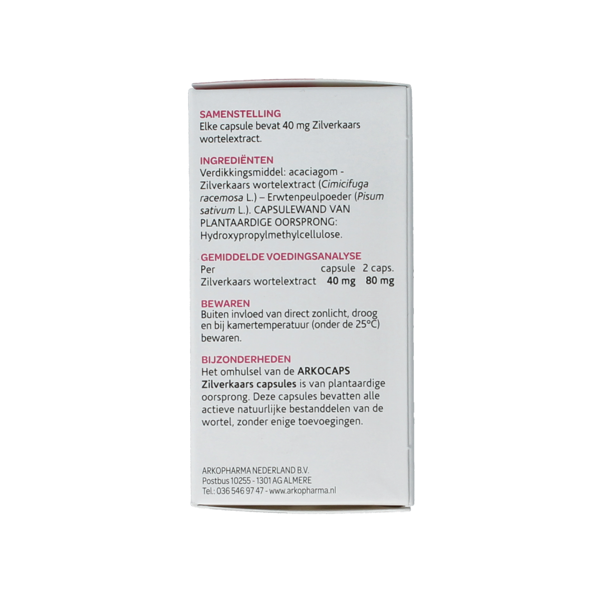 Arkocaps Zilverkaars capsules, herbal supplement by Arkocaps, showing a container of 60 capsules for natural health support.