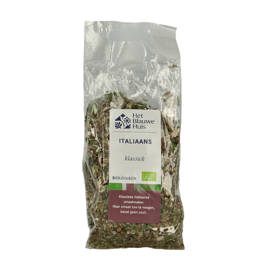 Organic Italian herbs from Het Blauwe Huis in a 20g package, featuring fresh, dried herbs ideal for flavorful cooking.