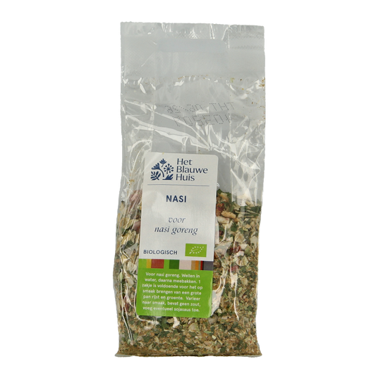 Organic Nasi kruiden from Het Blauwe Huis in a 30g package, featuring a blend of herbs and spices for flavorful Indonesian dishes.