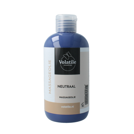 Volatile neutraal massageolie in 250ml bottle, natural body care product for soothing massages and skin nourishment.