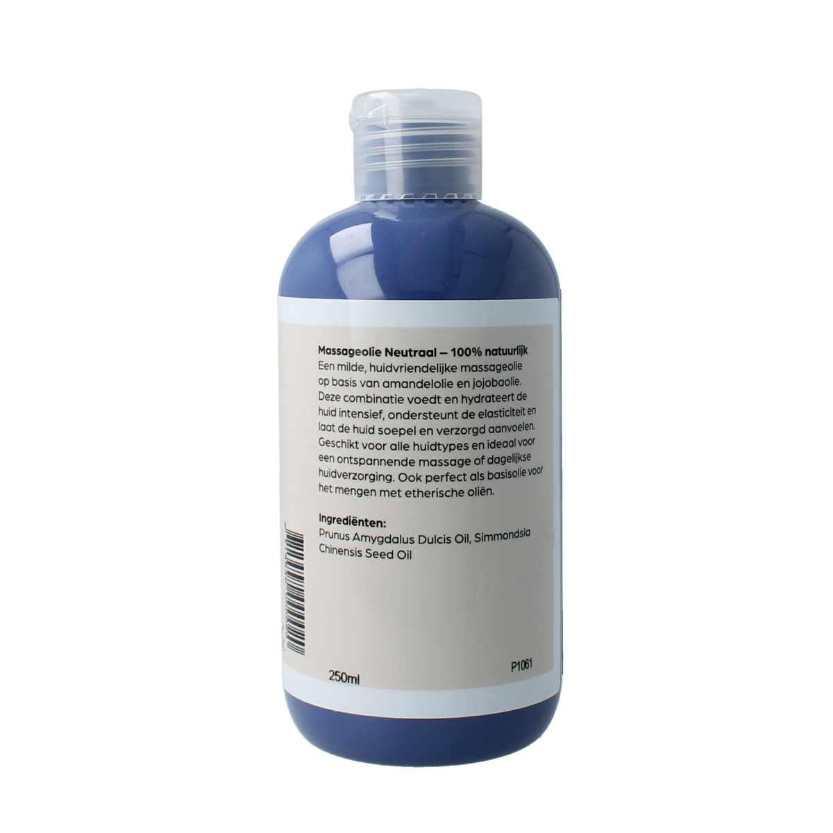 Volatile neutraal massageolie in 250ml bottle, smooth body care product for relaxing massages and skin nourishment.