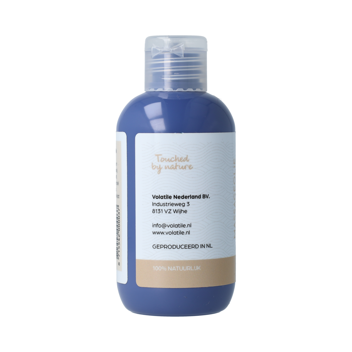 Volatile massage oil with marigold (morgenfris) in a 100ml bottle, natural body care product for soothing massage.