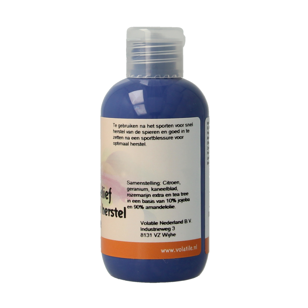 Volatile Massageolie Relief 100ml bottle, natural body care product with soothing properties, shown in the image.
