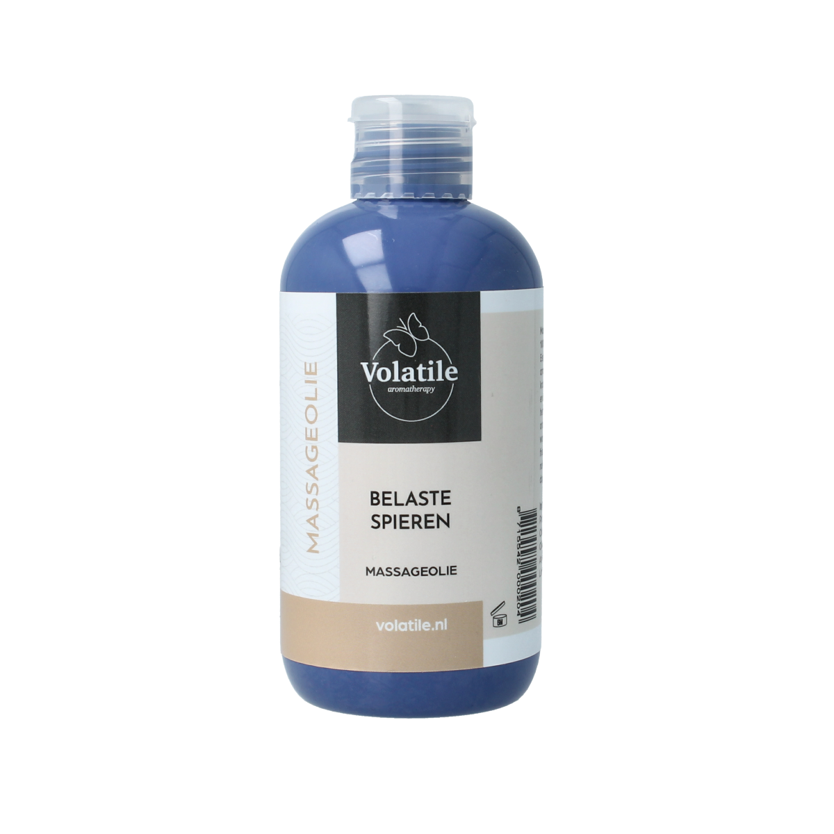 Volatile Massageolie voor spierverlichting, 250ml, lichaamsverzorging met natuurlijke ingrediënten in een open fles.