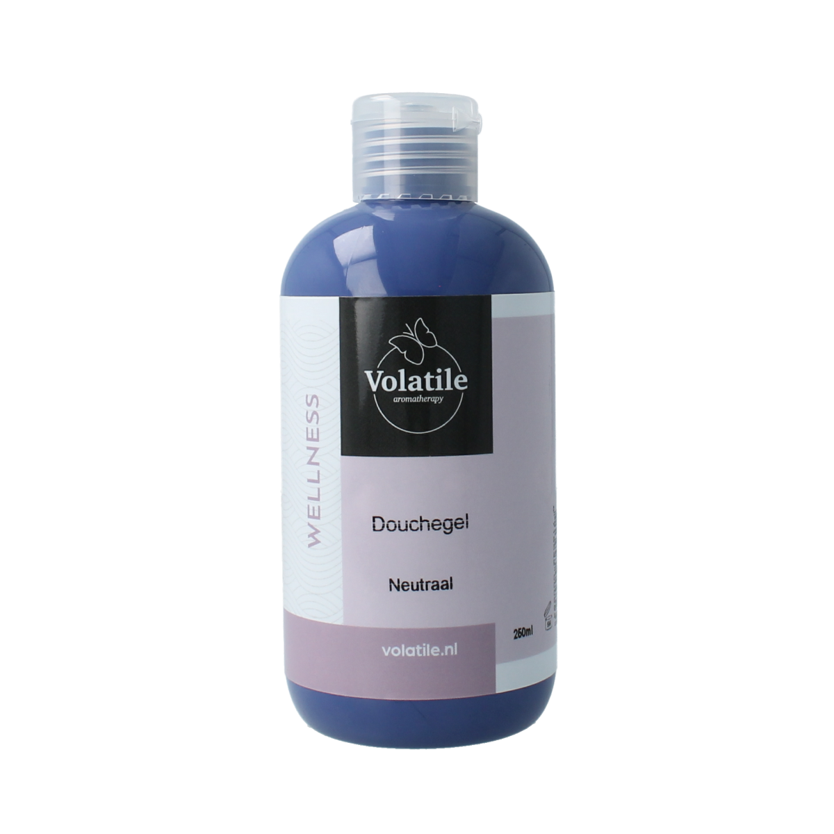 Volatile Douchegel neutraal 250ml, soft and gentle body wash with neutral formula, shown in a bottle with a white cap.