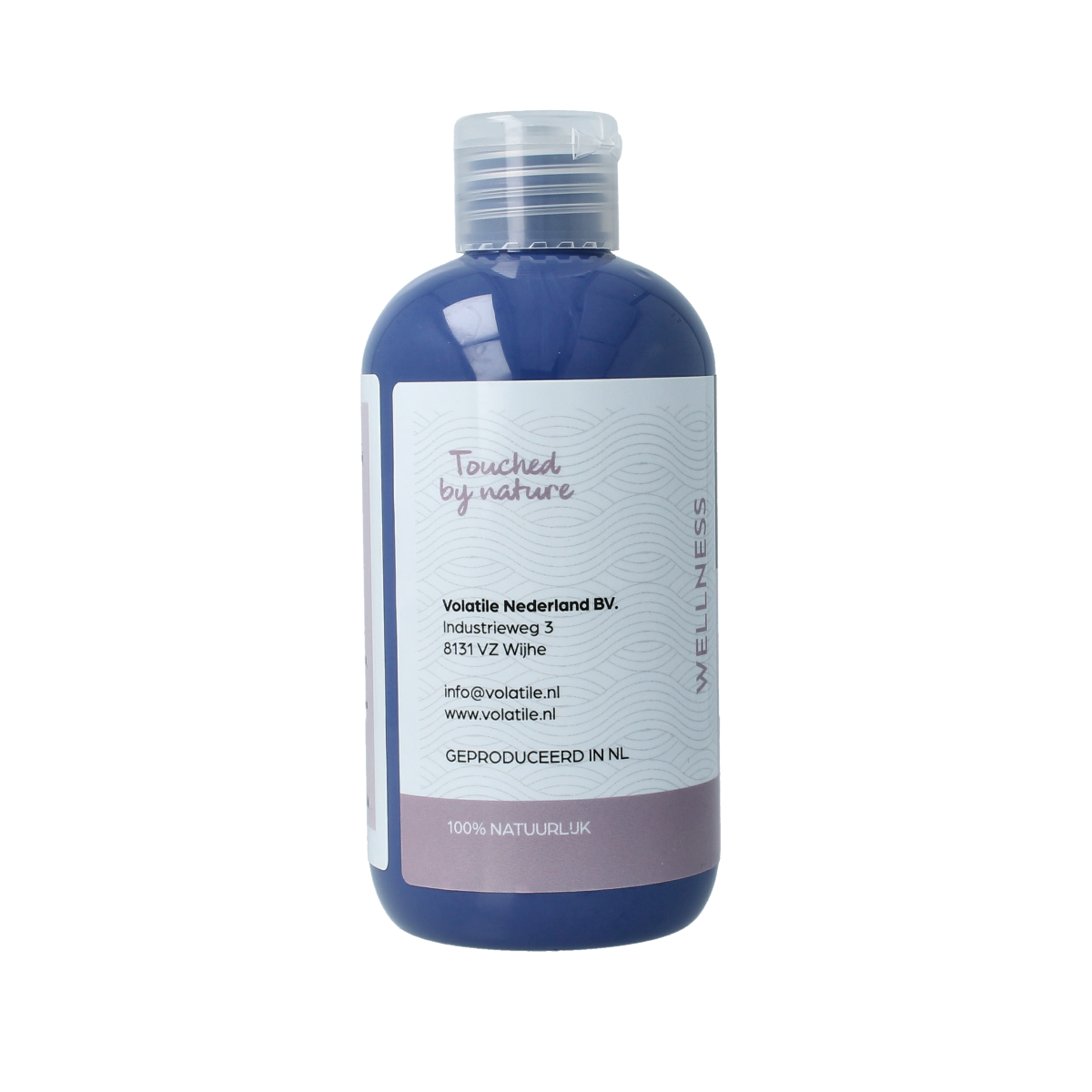 Volatile Ylang Ylang shower gel bottle, 250ml, with a sleek design and floral label, showcasing the product's fresh and fragrant qualities.