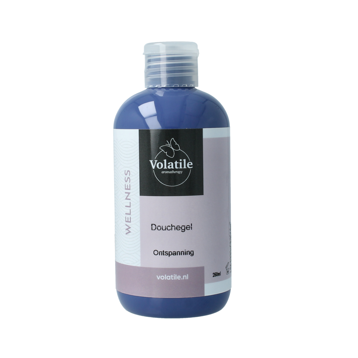 Volatile Douchegel ontspanning in a 250ml bottle, featuring a soothing bath and shower product with calming ingredients.