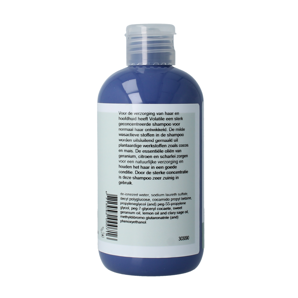 Volatile normaal haar shampoo in 250ml bottle, hair care product with white and blue packaging.