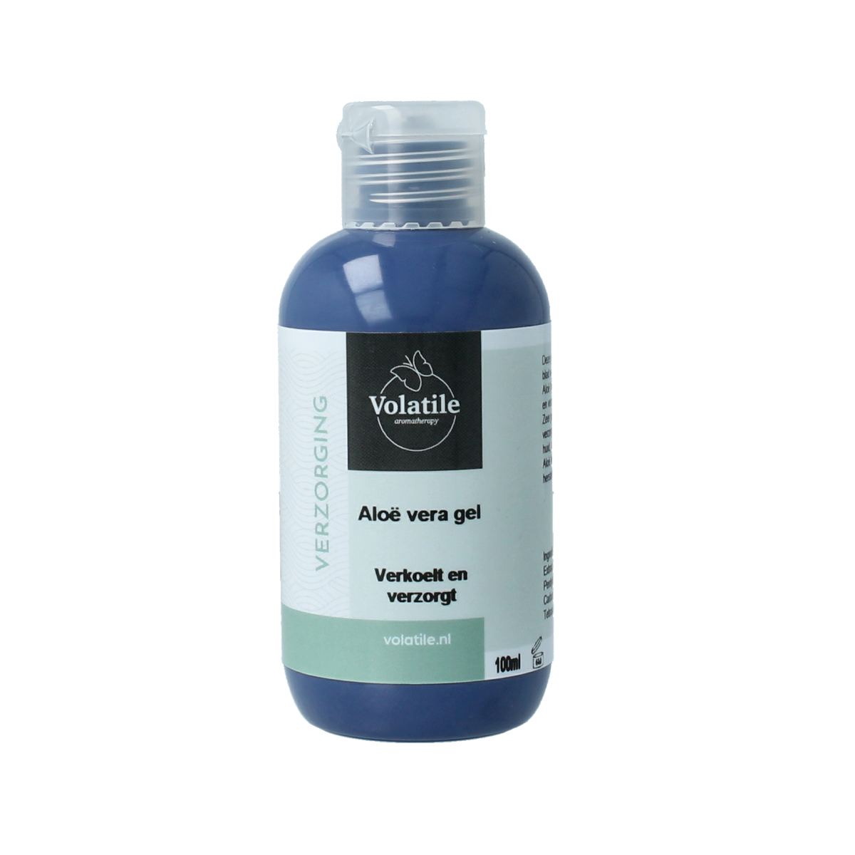 Volatile Aloe Vera Gel 100ml body care product with clear gel in a white tube, showcasing natural aloe vera ingredients.