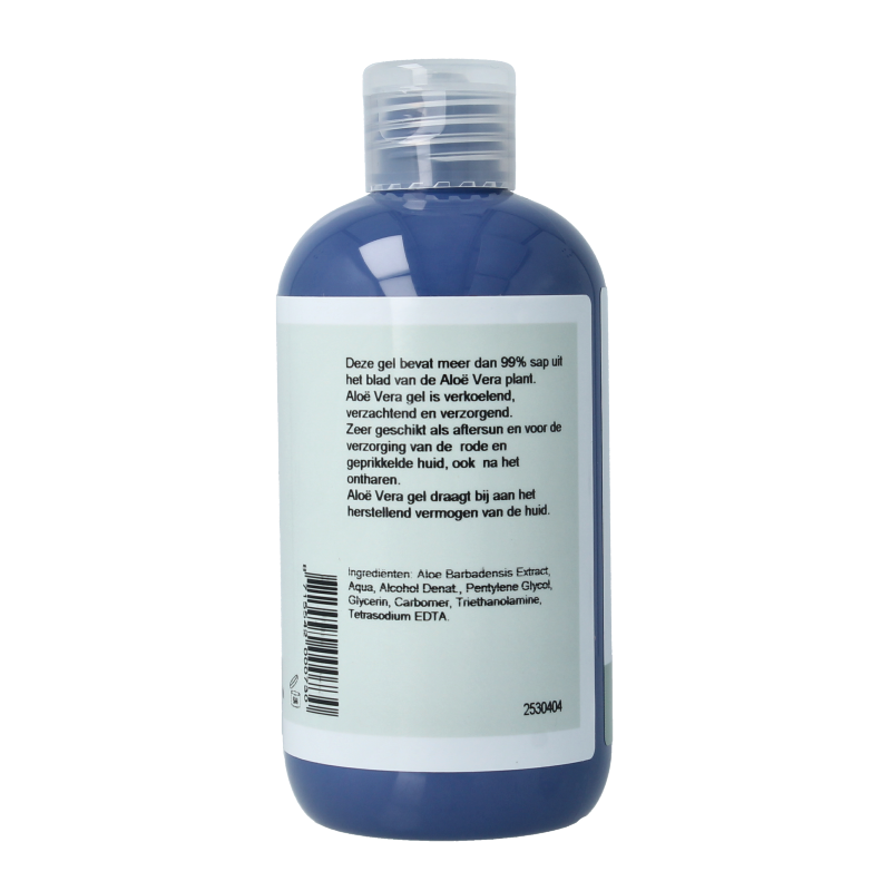 Volatile Aloe Vera Gel 250ml for body care, showing a clear gel in a transparent bottle with green accents.