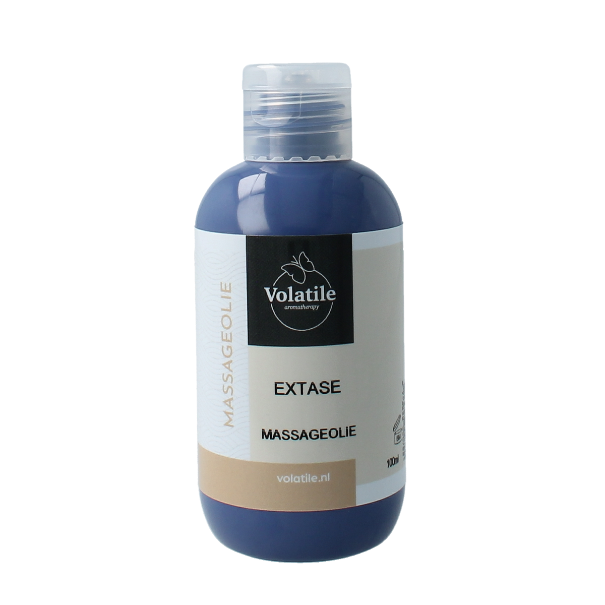 Volatile Massageolie Extase 100ml bottle, natural body care oil with aromatic scent, for relaxing massages and skin nourishment.