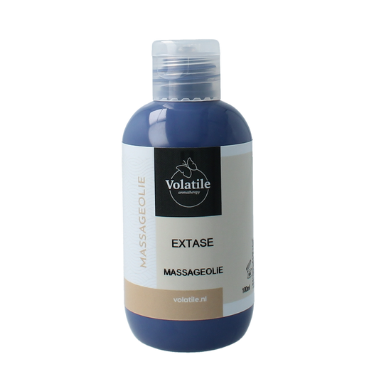 Volatile Massageolie Extase 100ml bottle, natural body care oil with aromatic scent, for relaxing massages and skin nourishment.