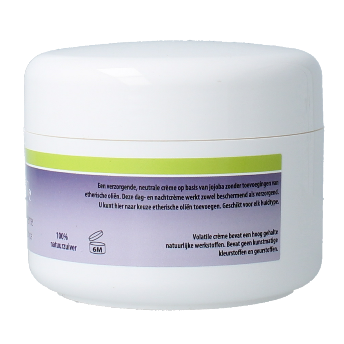 Volatile Gezichtscreme in 200ml jar, moisturizing facial cream for skincare, with a white and silver packaging design