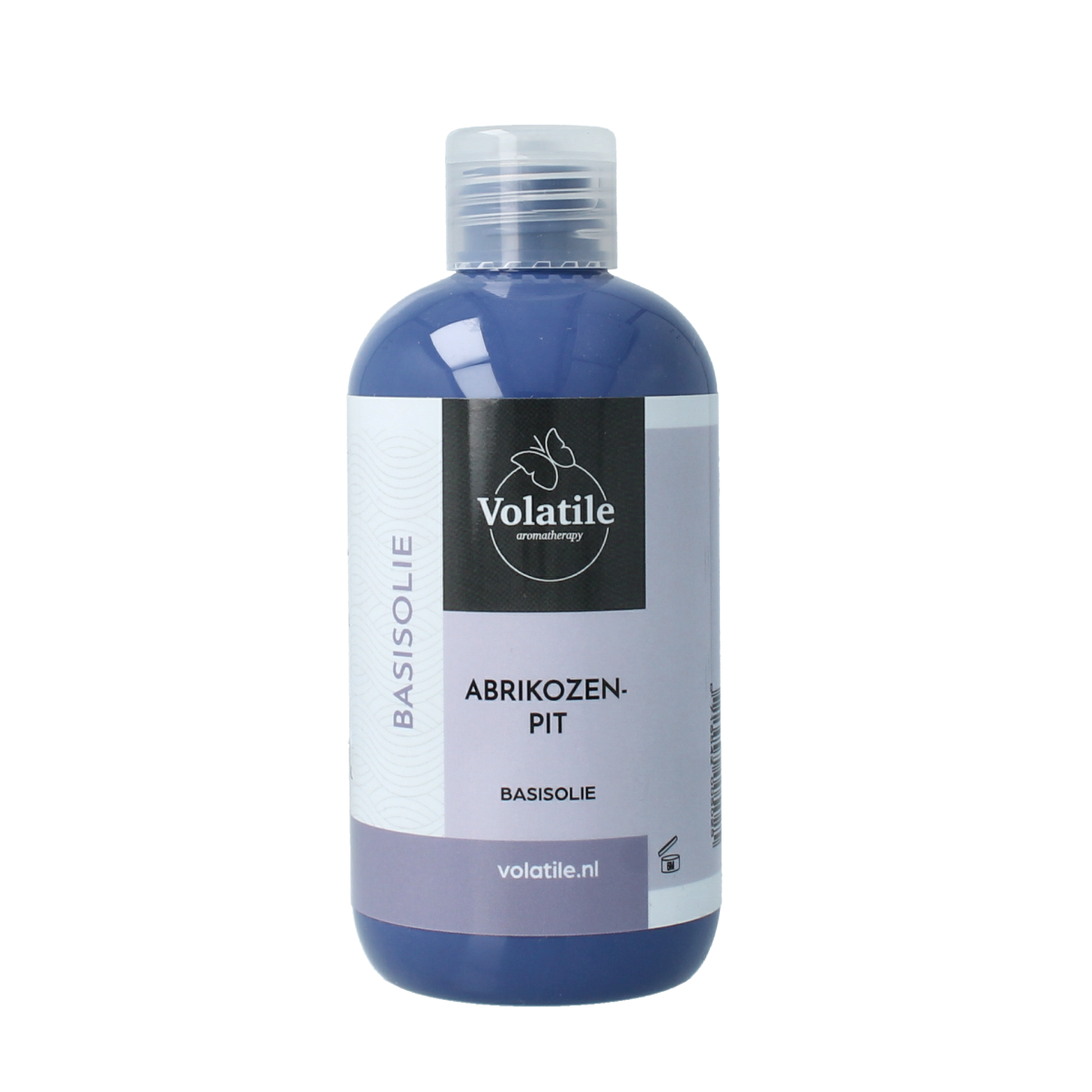Volatile Amandel basisolie 250ml in a clear bottle, used for body care and skincare, with a natural almond oil appearance.