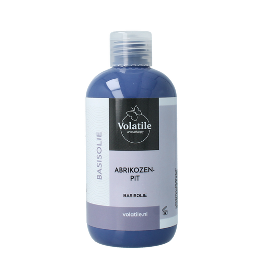 Volatile Amandel basisolie 250ml in a clear bottle, used for body care and skincare, with a natural almond oil appearance.