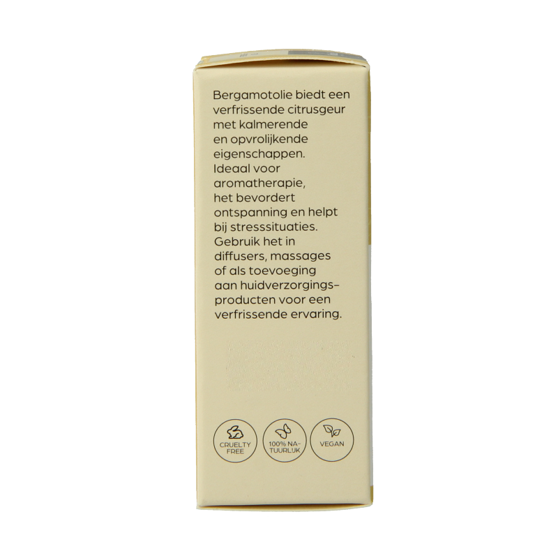 Volatile Bergamot Italy essential oil bottle, 5ml, with a transparent glass container and label showing citrus fruit illustration.