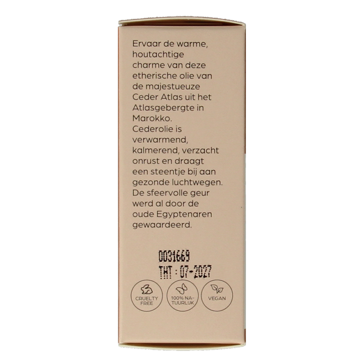 Volatile Cedar Atlas essential oil in a 5ml bottle, natural fragrance for aromatherapy and wellness.
