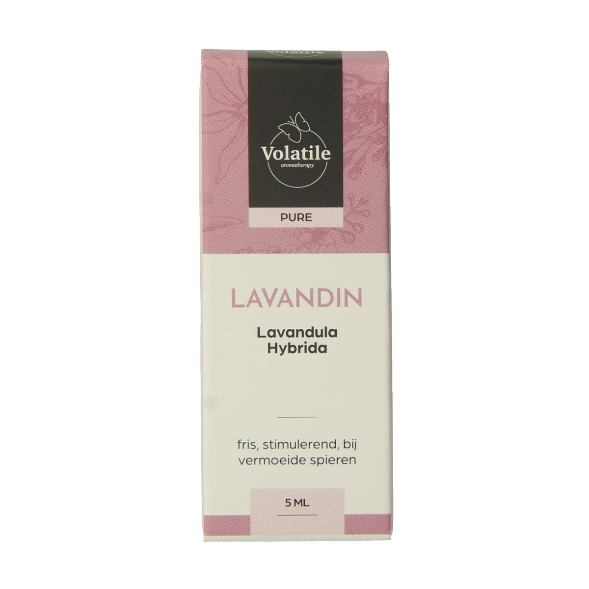 Volatile Lavandin essential oil bottle, 5ml, with clear label showing brand and product details.