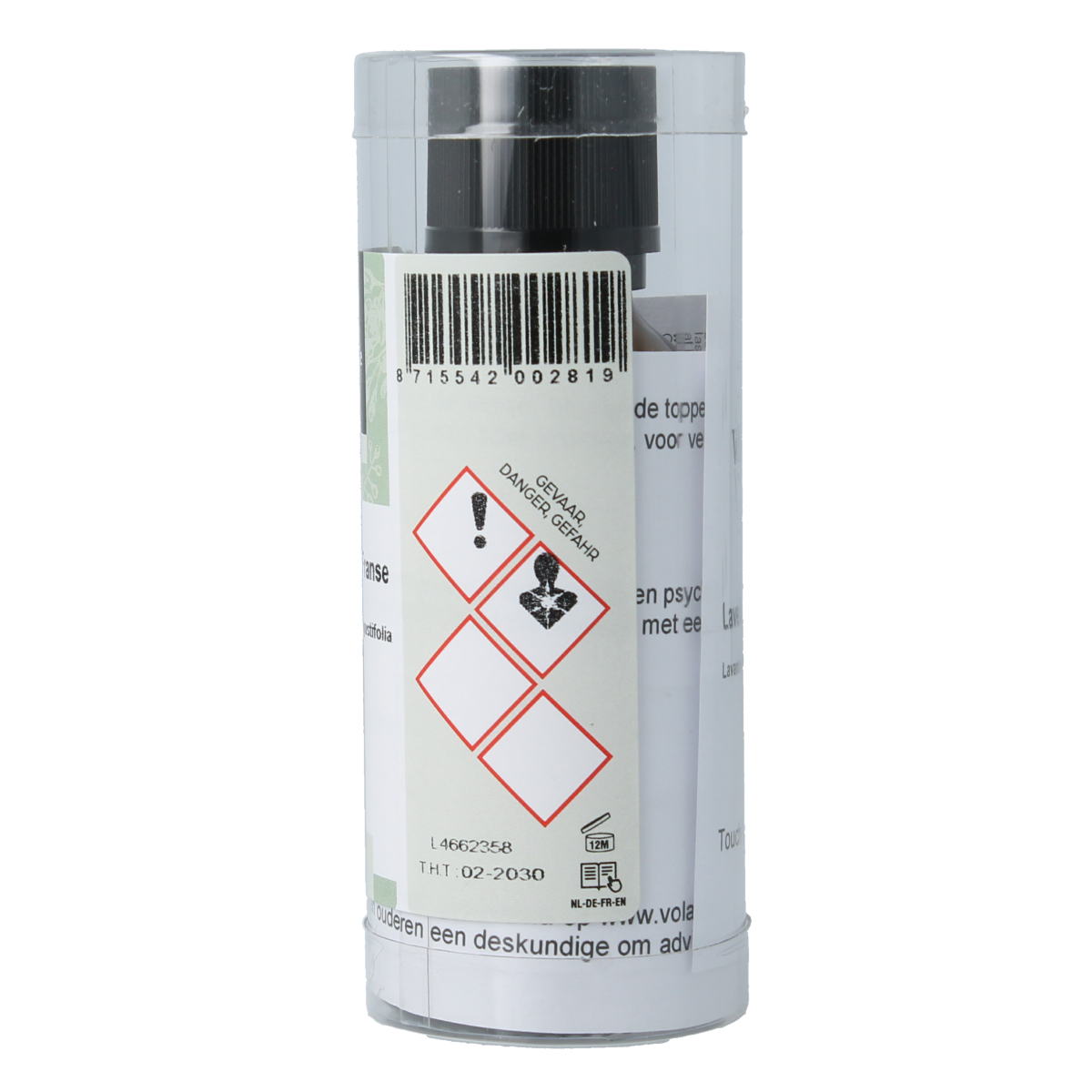 Volatile Lavendel Franse essential oil in 50ml bottle, featuring a clear glass container and lavender labeling.