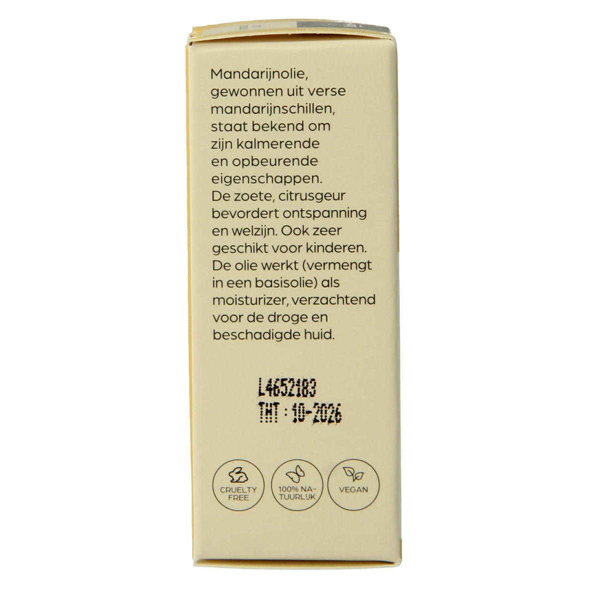 Volatile Mandarijn essential oil bottle with dropper, 5ml, natural citrus fragrance, in a clear glass container.