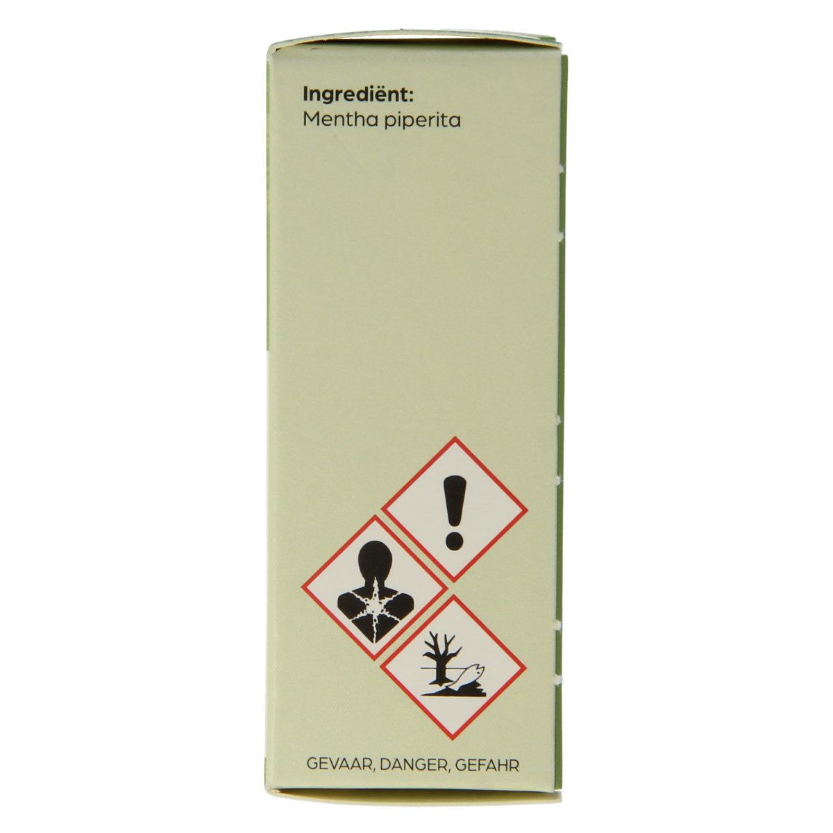 Volatile Pepermunt essential oil bottle, 5ml, with a green label and dropper cap, showing the product packaging and branding.
