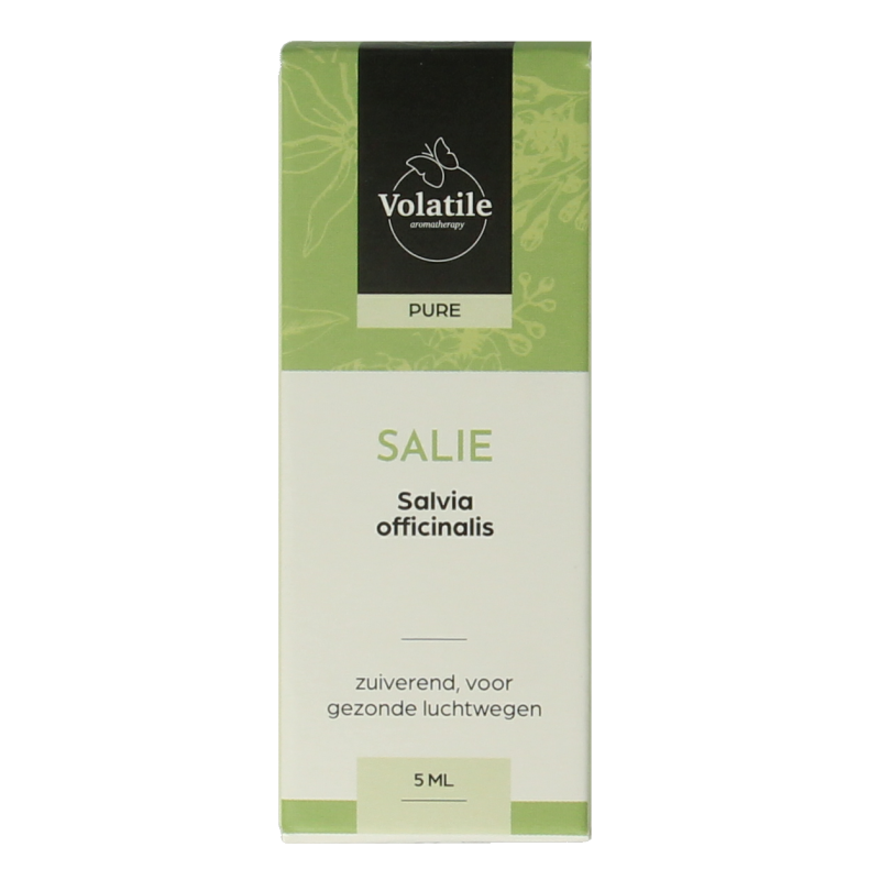 Volatile Salie officinalis 5ml essential oil bottle, herbal herbal remedy, amber glass container with label and dropper cap
