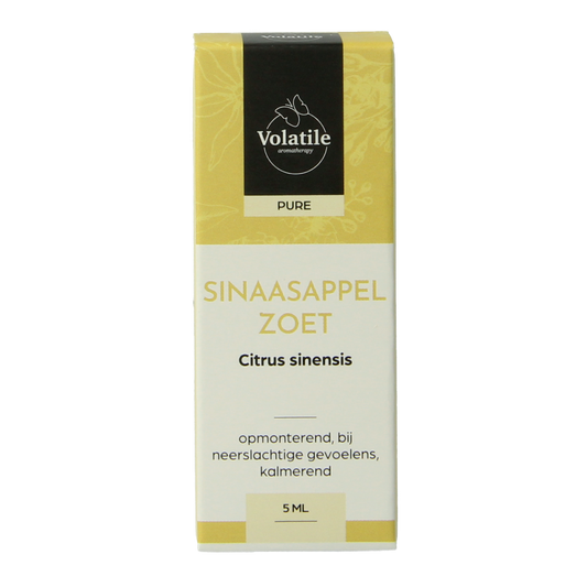 Volatile Sinaasappel zoet essential oil in 5ml bottle, bright orange citrus aroma, natural fragrance for aromatherapy.