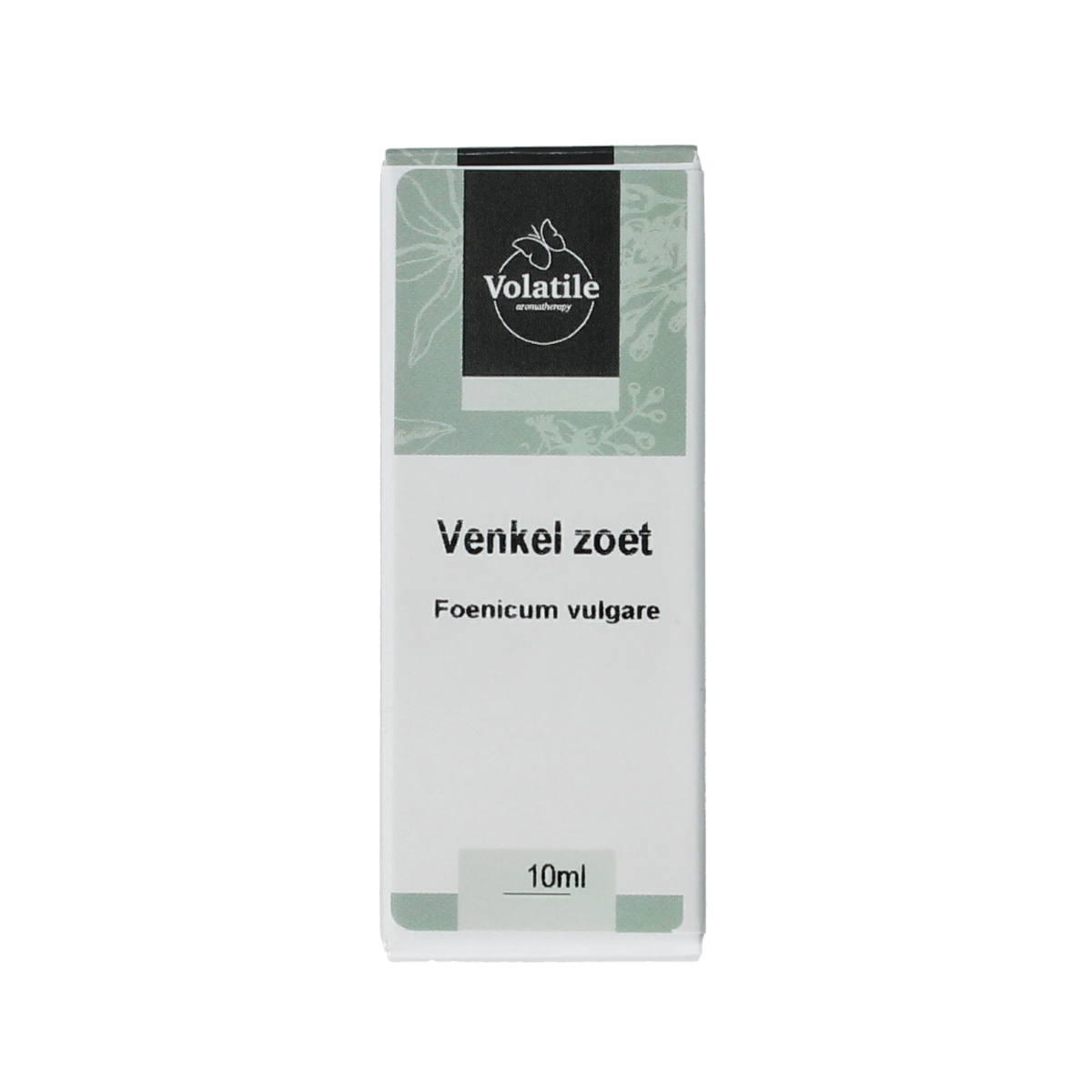 Volatile Venkel zoet essential oil bottle, 10ml, showing the amber glass container and label with product details.