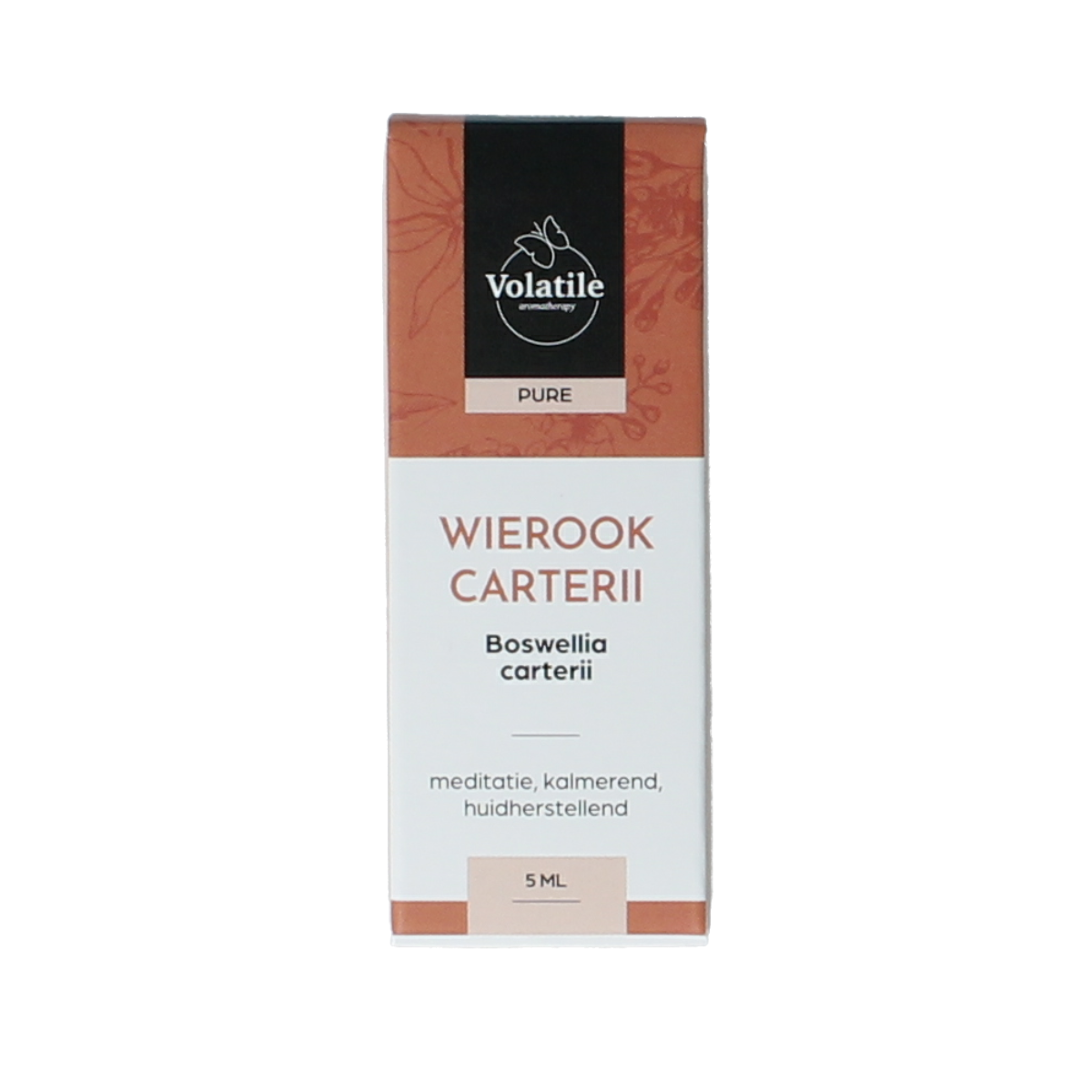 Volatile etherische olie Wierook in 5ml bottle, natural aromatic essential oil from Volatile with amber-colored liquid inside.
