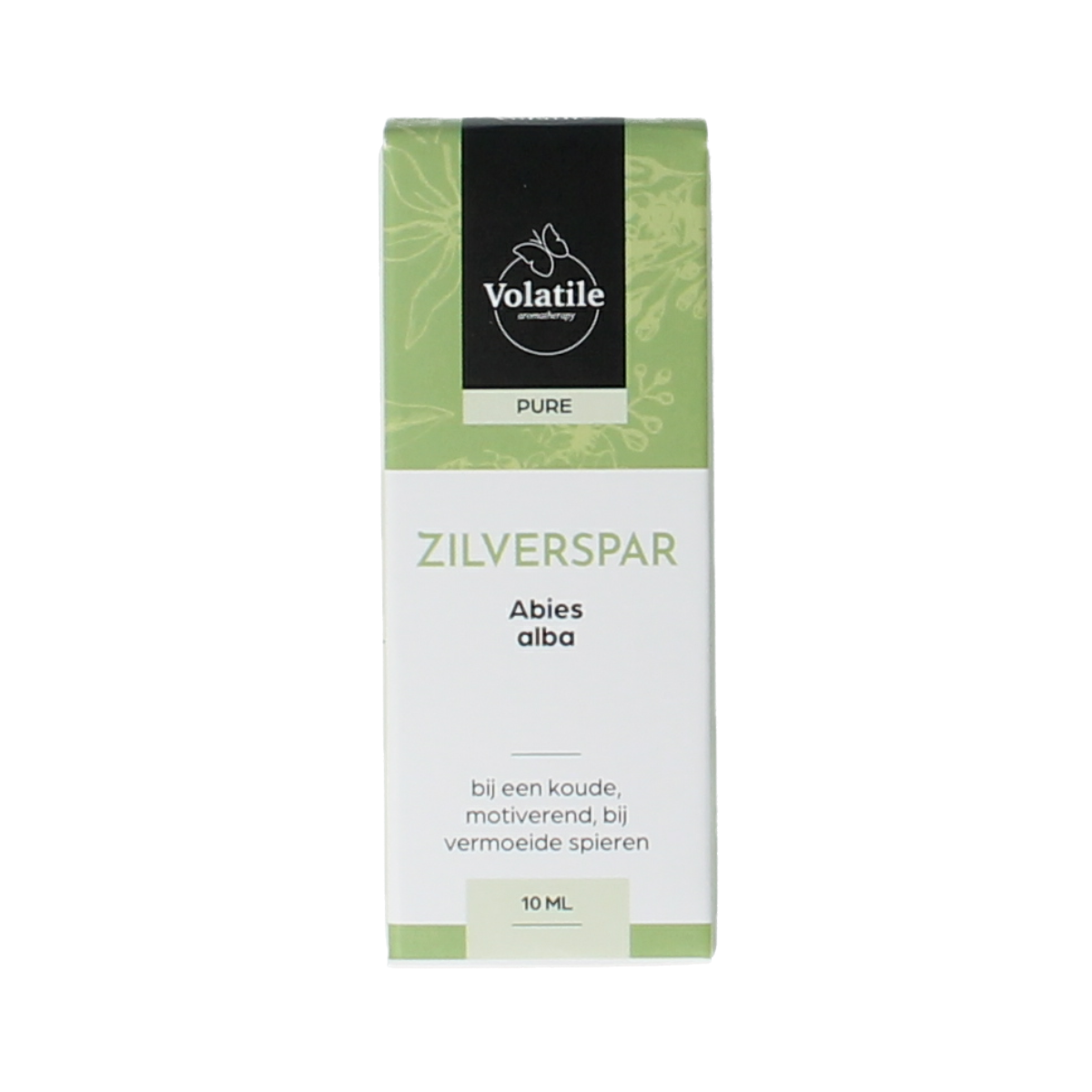 Volatile Zilverspar essential oil in a 10ml bottle, natural aromatic etherische oliën with silver fir scent.
