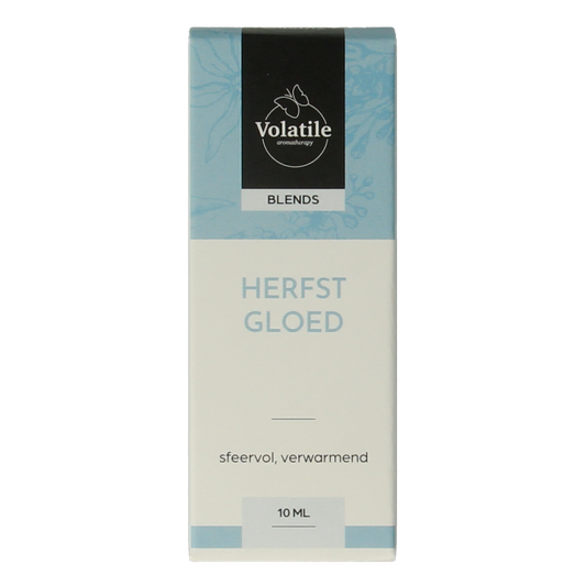 Volatile Herfst gloed essential oil bottle, 10ml, featuring amber glass and label with botanical design.