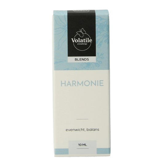 Volatile Harmonie 10ml essential oil bottle, natural etherische oliën product with clear label and amber glass container.