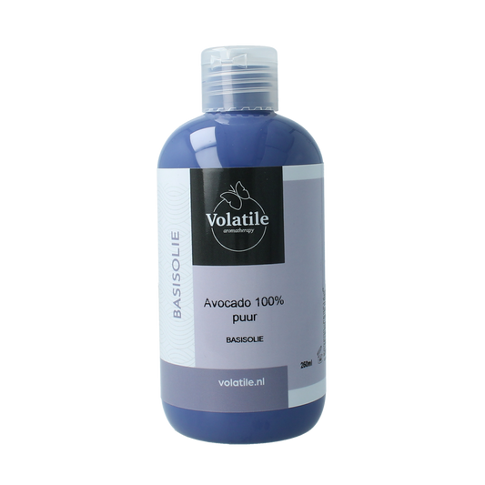 Volatile Avocado basisolie 250ml bottle, natural body care oil with avocado for moisturizing skin.