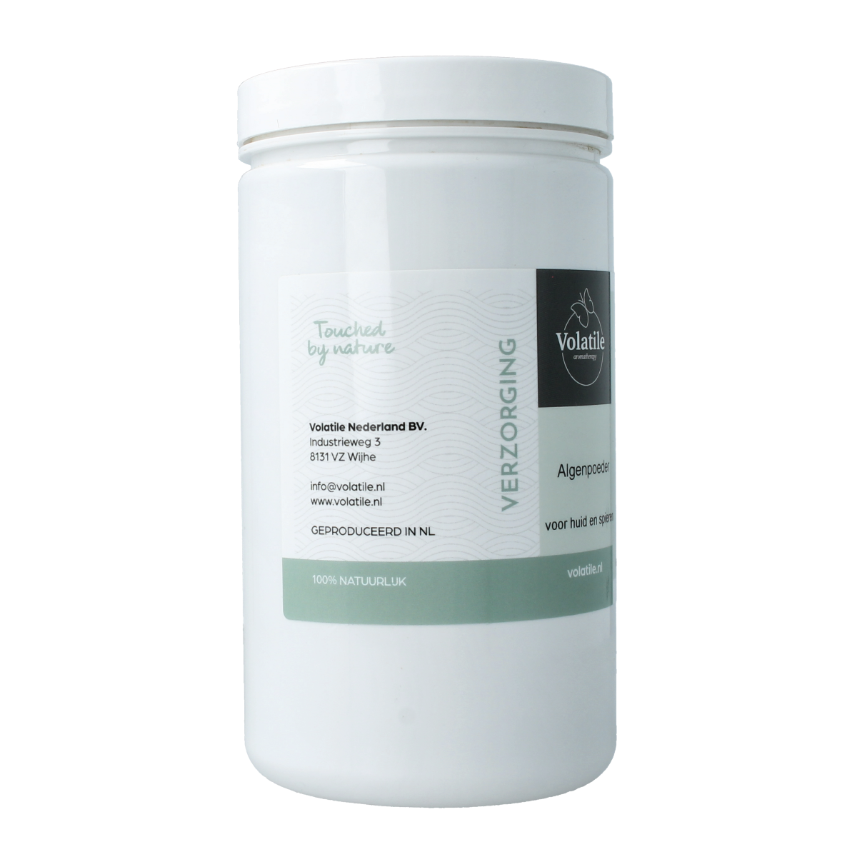 Volatile Algen pakking 500g, body care product with natural algae ingredients, shown in the image.