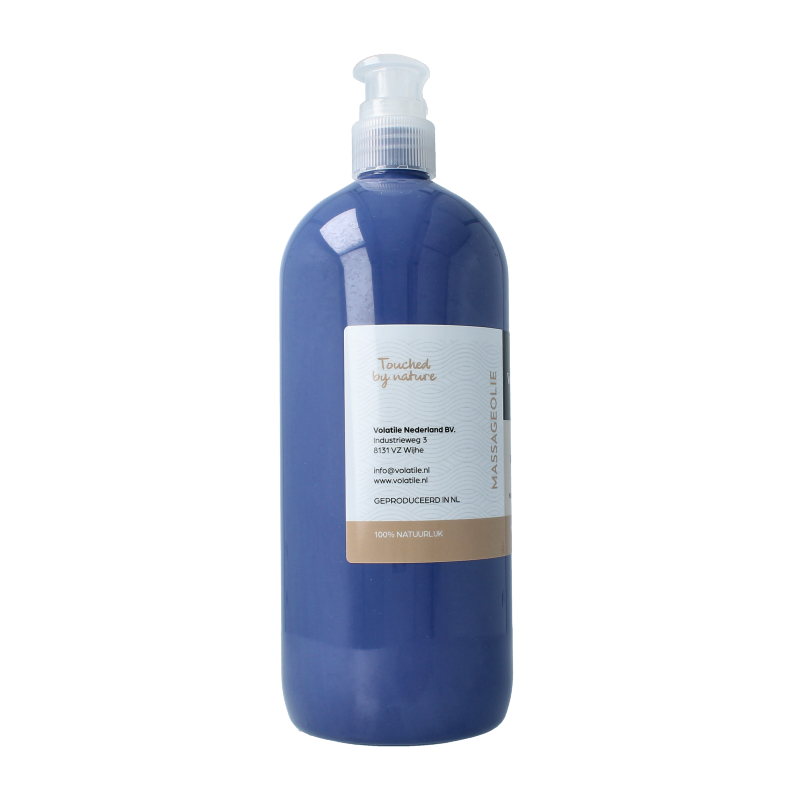 Volatile relax massage oil 1 liter bottle, body care product with smooth oil for relaxation and massage therapy.