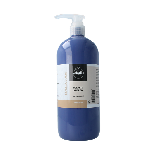 Volatile massage oil for muscle relief in a 1-liter bottle, ideal for body care and relaxation.